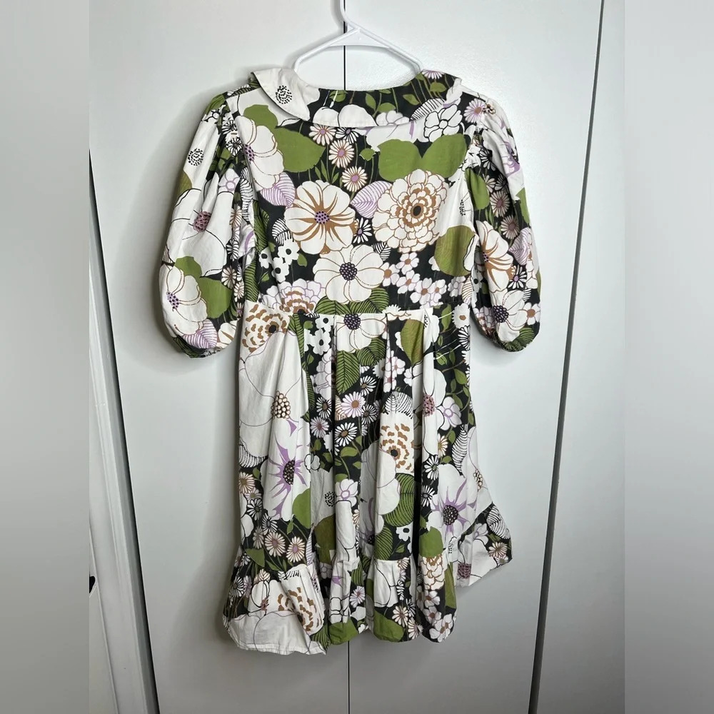 MAJE- Ruffled floral-print cotton-poplin mini dress Size 34 (XS)  RTR - Picture 9 of 12